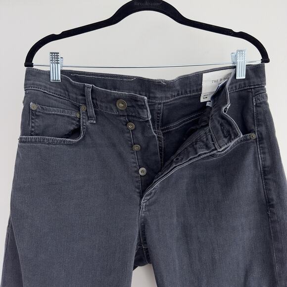 Rag & Bone Jeans Mens 32x34 Slim Fit 2 Gray Charcoal Button Fly Stretch - Picture 9 of 11